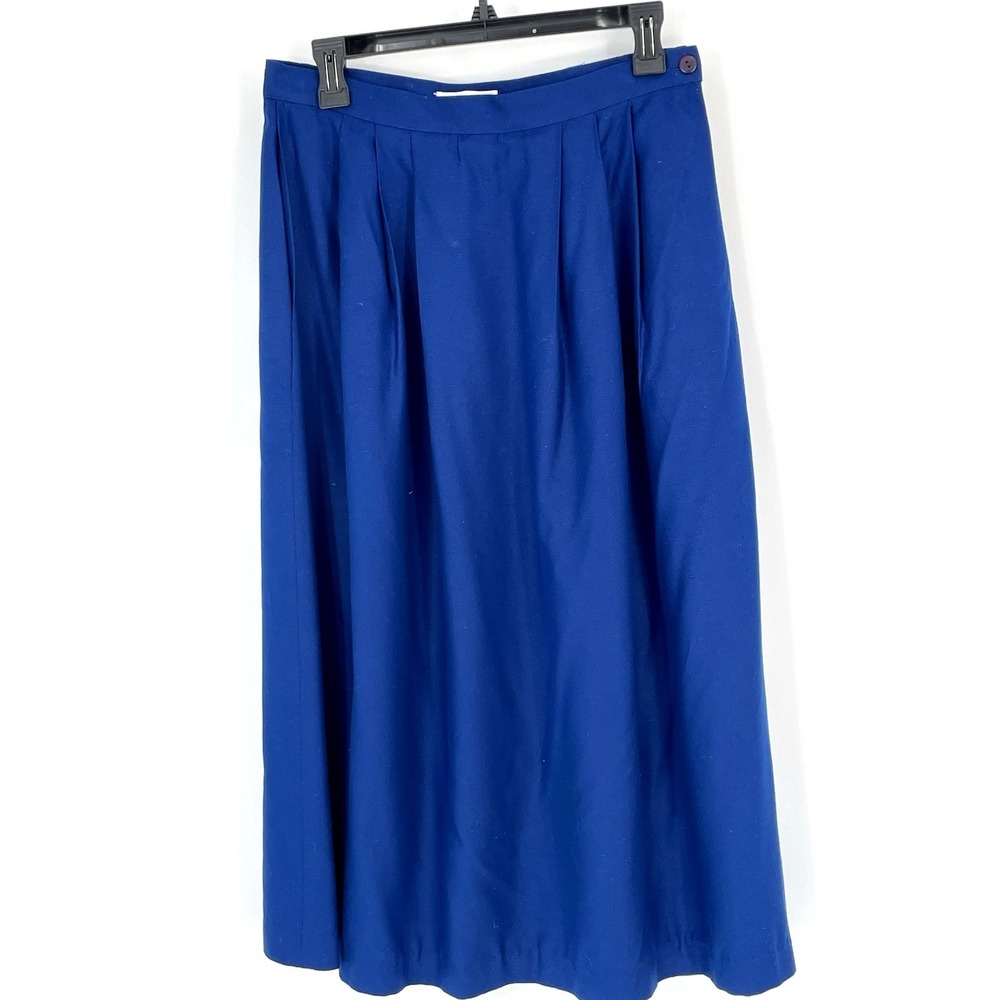 VTG 70's Talbots Womens Size 12 Skirt 100% Silk Blue Made in Hong Kong